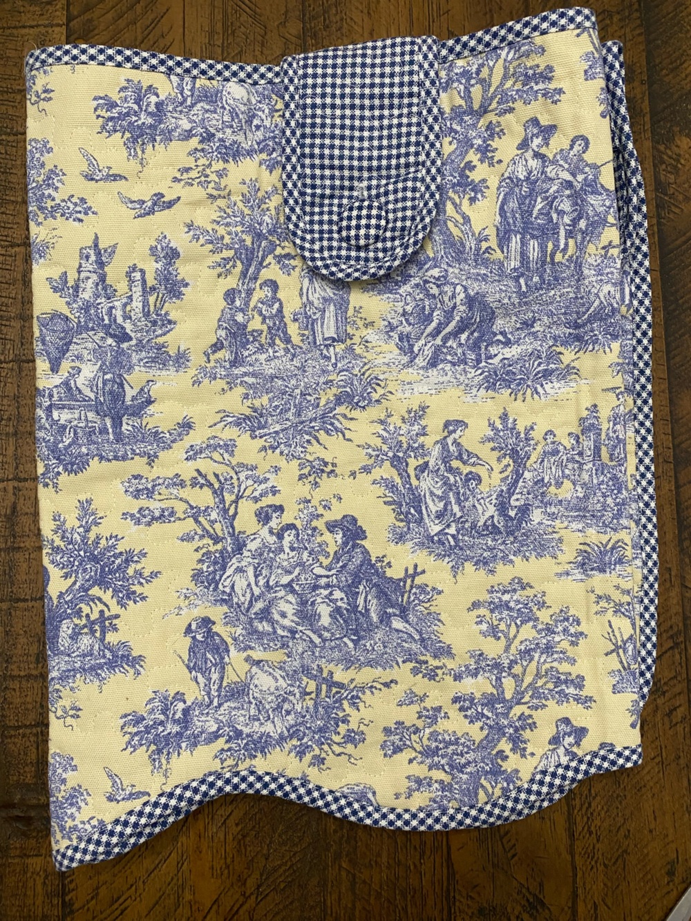 Vintage Waverly Country Life Quilted Toile Valance Button Tab Scalloped